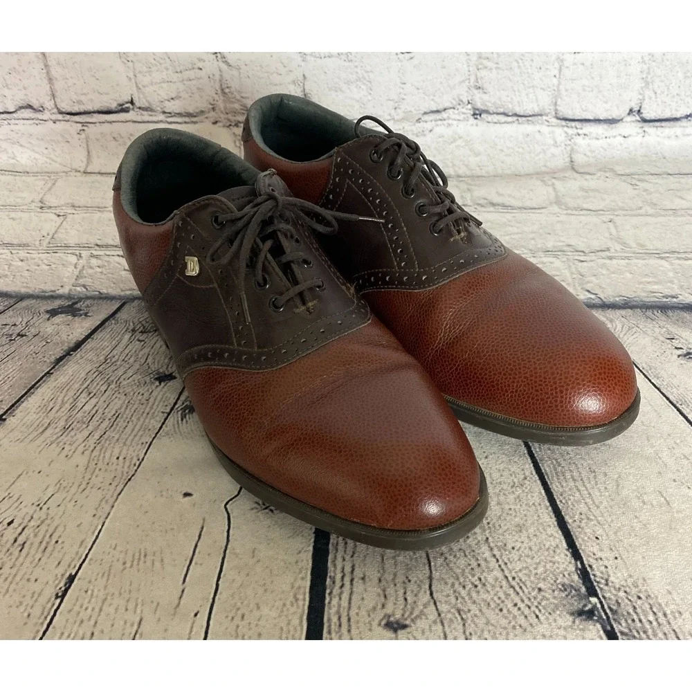 Vintage Dexter Saddle Shoes Mens 9.5M Brown‎ Two-Tone Leather Golf Oxfords USA